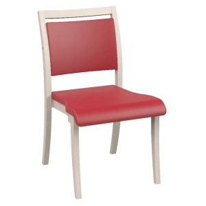 Chaise POLKA assise et dossier tissu enduit GINKGO piètement bois - T6 - Pivoine/blanc pastel