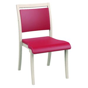 Chaise POLKA assise et dossier tissu enduit GINKGO piètement bois - T6 - Pivoine/blanc pastel