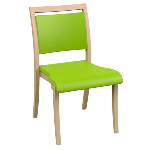 Chaise POLKA assise et dossier tissu enduit piètement bois - T6