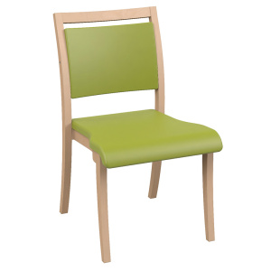 Chaise POLKA assise et dossier tissu enduit piètement bois - T6