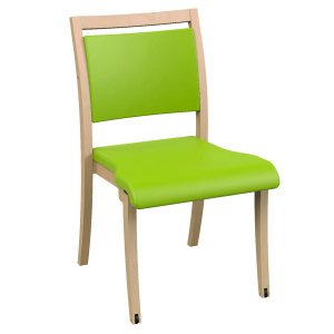 Chaise POLKA mobile assise et dossier tissu enduit piètement bois - T6