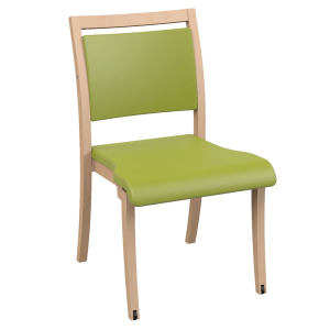 Chaise POLKA mobile assise et dossier tissu enduit piètement bois - T6