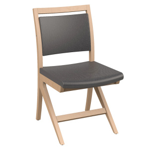 Chaise POLKA AST assise et dossier tissu enduit piètement bois - T6