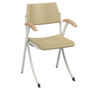 Bridge R250 assise et dossier monobloc tissu enduit accoudoir bois piètement époxy - T6
