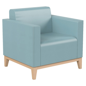 Fauteuil CAMELOT tissu enduit piètement bois - L75xP68xH73 cm