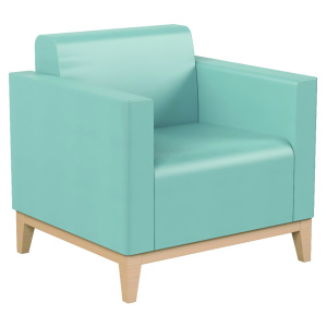 Fauteuil CAMELOT tissu enduit piètement bois - L75xP68xH73 cm