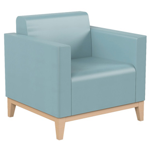 Fauteuil CAMELOT tissu enduit piètement bois - L75xP68xH73 cm