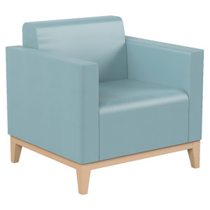 Fauteuil CAMELOT tissu enduit piètement bois - L75xP68xH73 cm