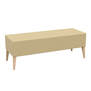 Banc CASSIS assise tissu enduit piètement bois - L130xP42xH45 cm