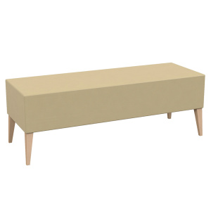 Banc CASSIS assise tissu enduit piètement bois - L130xP42xH45 cm