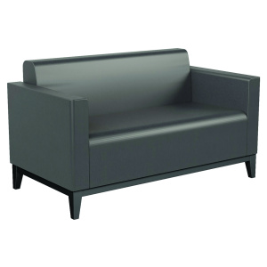 Banquette CAMELOT 2 places tissu enduit piètement bois - L130xP68xH73 cm