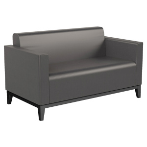 Banquette CAMELOT 2 places tissu enduit piètement bois - L130xP68xH73 cm