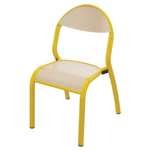 Chaise ROND'O 4 pieds assise et dossier bois Blueprotech® piètement époxy- T2 - Jaune RAL 1003