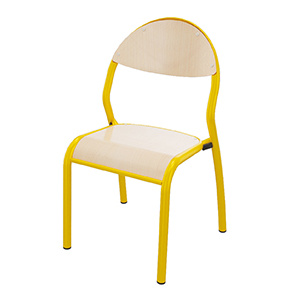 Chaise ROND'O 4 pieds assise et dossier bois Blueprotech® piètement époxy - T3 - Jaune RAL 1003