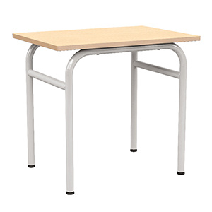 Table DELTA plateau ép.21 mm stratifié chant bois piètement époxy - 70x50 cm - T4 - Hêtre miel/gris RAL 7035