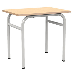 Table DELTA plateau ép.21 mm stratifié chant bois piètement époxy - 70x50 cm - T4 - Hêtre miel/gris RAL 7035