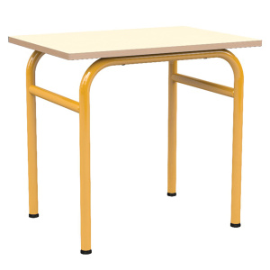 Table DELTA plateau ép.21 mm stratifié chant bois piètement époxy - 70x50 cm - T4 - Coquille d'oeuf/jaune RAL 1003