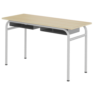 Table DELTA casier plateau ép.21 mm stratifié chant bois piètement époxy - 130x50 cm - T6