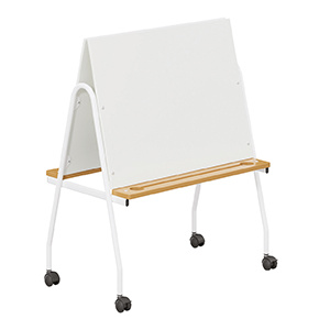 Chevalet double face stratifié piètement époxy - L85xP56xH105cm - Blanc/Blanc RAL 9016