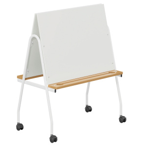 Chevalet double face stratifié piètement époxy - L85xP56xH105cm - Blanc/Blanc RAL 9016