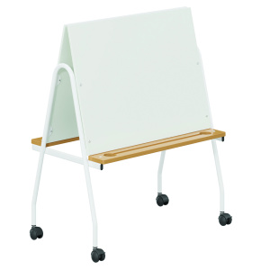 Chevalet double face stratifié piètement époxy - L85xP56xH105cm - Blanc/Blanc RAL 9016