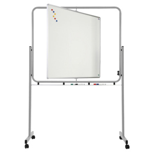 Tableau pivotant blanc pour feutre piètement époxy - L139xP60xH200 cm - Gris alu RAL 9006
