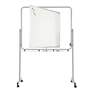 Tableau pivotant blanc pour feutre piètement époxy - L139xP60xH200 cm - Gris alu RAL 9006