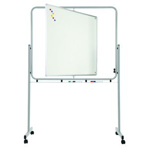 Tableau pivotant blanc pour feutre piètement époxy - L139xP60xH200 cm - Gris alu RAL 9006