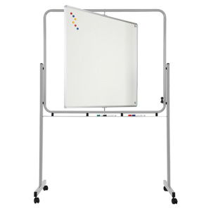 Tableau pivotant blanc pour feutre piètement époxy - L139xP60xH200 cm - Gris alu RAL 9006