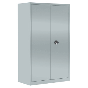 Armoire monobloc portes battantes 4 tablettes coloris gris - L120xP43xH198 cm - Gris RAL 7035