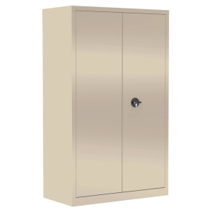 Armoire monobloc portes battantes 4 tablettes coloris noir - L120xP43xH198 cm - Beige RAL 1015