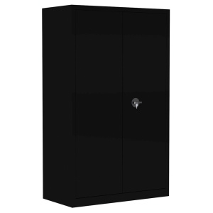 Armoire monobloc portes battantes 4 tablettes coloris noir - L120xP43xH198 cm - Noir RAL 9005