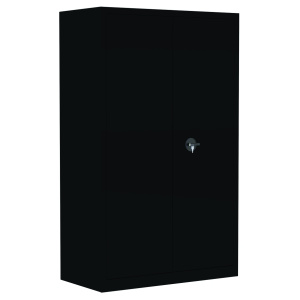 Armoire monobloc portes battantes 4 tablettes coloris noir - L120xP43xH198 cm - Noir RAL 9005