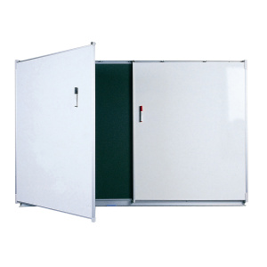 Tableau triptyque 1 face blanc pour feutre 1 face vert pour craie - L200xH120 cm
