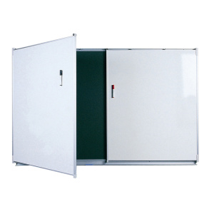 Tableau triptyque 1 face blanc pour feutre 1 face vert pour craie - L200xH120 cm