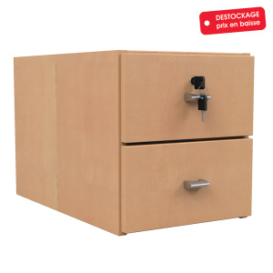 Caisson 2 tiroirs NOVA mélaminé - L32xP55xH35 cm - Aulne naturel
