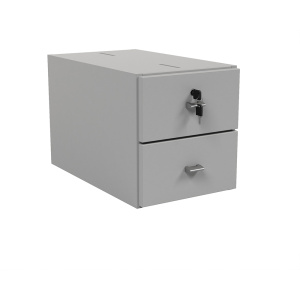 Caisson 2 tiroirs NOVA mélaminé - L32xP55xH35 cm - Gris perle/dauphin