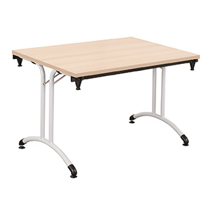 Table pliante PLUME plateau allégé ép.20 mm stratifié chant ABS piètement époxy - 160x80 cm - T6 - Hêtre miel/gris alu RAL 9006