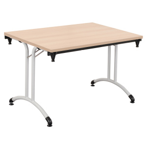 Table pliante PLUME plateau allégé ép.20 mm stratifié chant ABS piètement époxy - 160x80 cm - T6 - Hêtre miel/gris alu RAL 9006