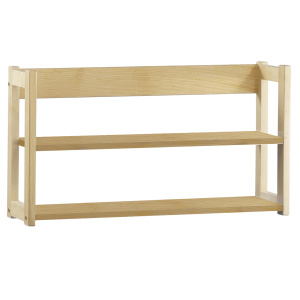Étagère murale DREUX 2 tablettes mélaminé structure bois incolore - L91xP25xH50 cm - Hêtre de Bavière