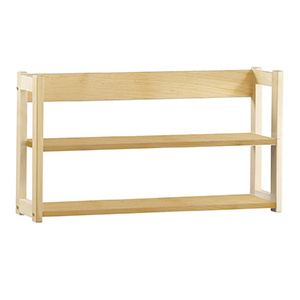 Étagère murale DREUX 2 tablettes mélaminé structure bois incolore - L91xP25xH50 cm - Hêtre de Bavière