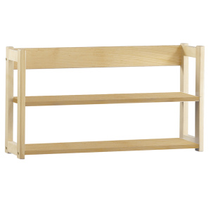 Étagère murale DREUX 2 tablettes mélaminé structure bois incolore - L91xP25xH50 cm - Hêtre de Bavière