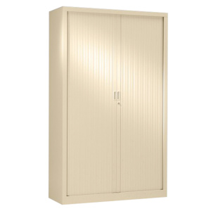 Armoire à rideaux GÉNÉRIC 4 tablettes coloris noir époxy - L100xP45xH198 cm - Beige RAL 1015