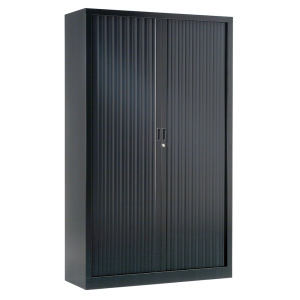 Armoire ? rideaux G?N?RIC 4 tablettes coloris noir ?poxy - L100xP45xH198 cm - Noir RAL 9005
