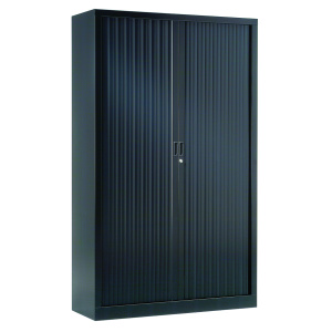 Armoire à rideaux GÉNÉRIC 4 tablettes coloris noir époxy - L120xP45xH198 cm - Noir RAL 9005