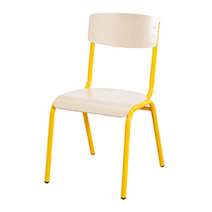 Chaise EOLE 4 pieds assise et dossier bois Blueprotech® piètement époxy - T4 - Jaune RAL 1003