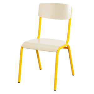 Chaise EOLE 4 pieds assise et dossier bois Blueprotech® piètement époxy - T4 - Jaune RAL 1003