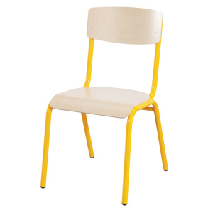 Chaise EOLE 4 pieds assise et dossier bois Blueprotech® piètement époxy - T4 - Jaune RAL 1003