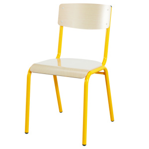 Chaise EOLE 4 pieds assise et dossier bois Blueprotech® piètement époxy - T6 - Jaune RAL 1003