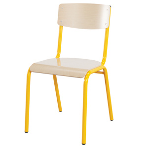 Chaise EOLE 4 pieds assise et dossier bois Blueprotech® piètement époxy - T6 - Jaune RAL 1003